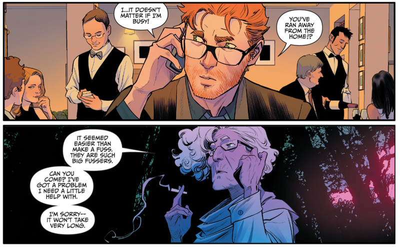 Duncan receiving a distressing phone call from his grandmother.